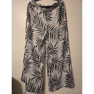 MOSSIMO XL Lounge Pants Black White Wide Leg Palazzo Pull-on Lightweight Tropica